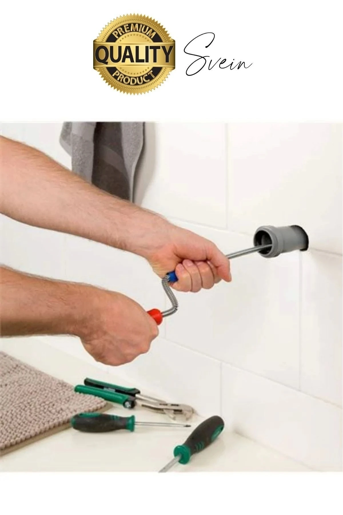 Premium 12 Metre Tıkanıklık Kanal Açma Klozet Gider Açıcı Boru Temizleme Spiral Tel Susta Manuel Uç