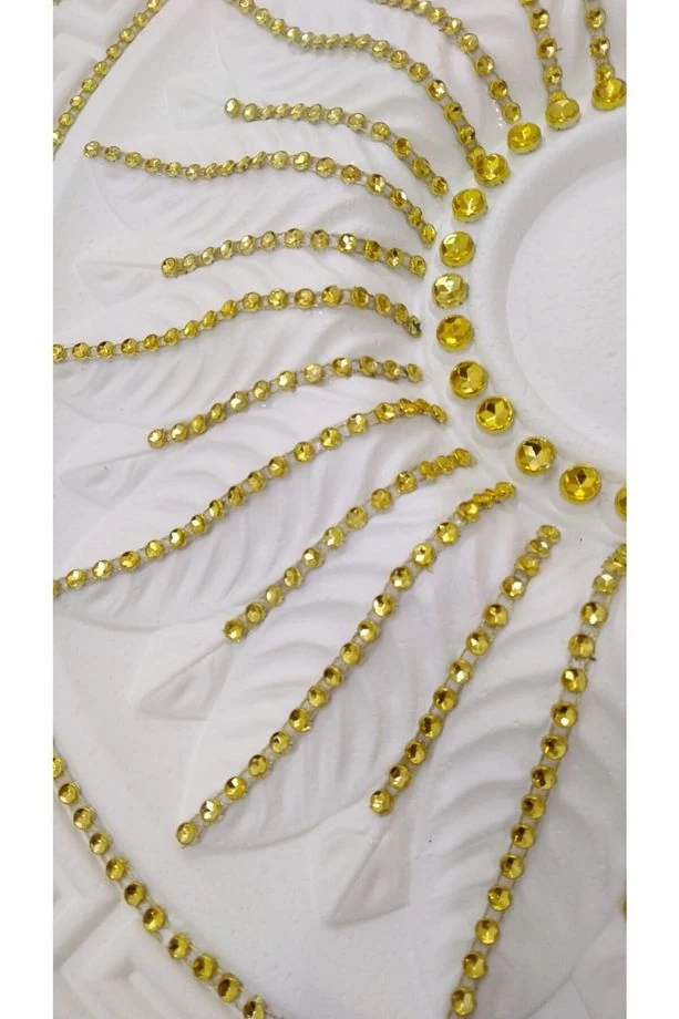 Taşlı Versace Desenli Stropiyer Tavan Göbeği - 40 Cm - Altın Sarı