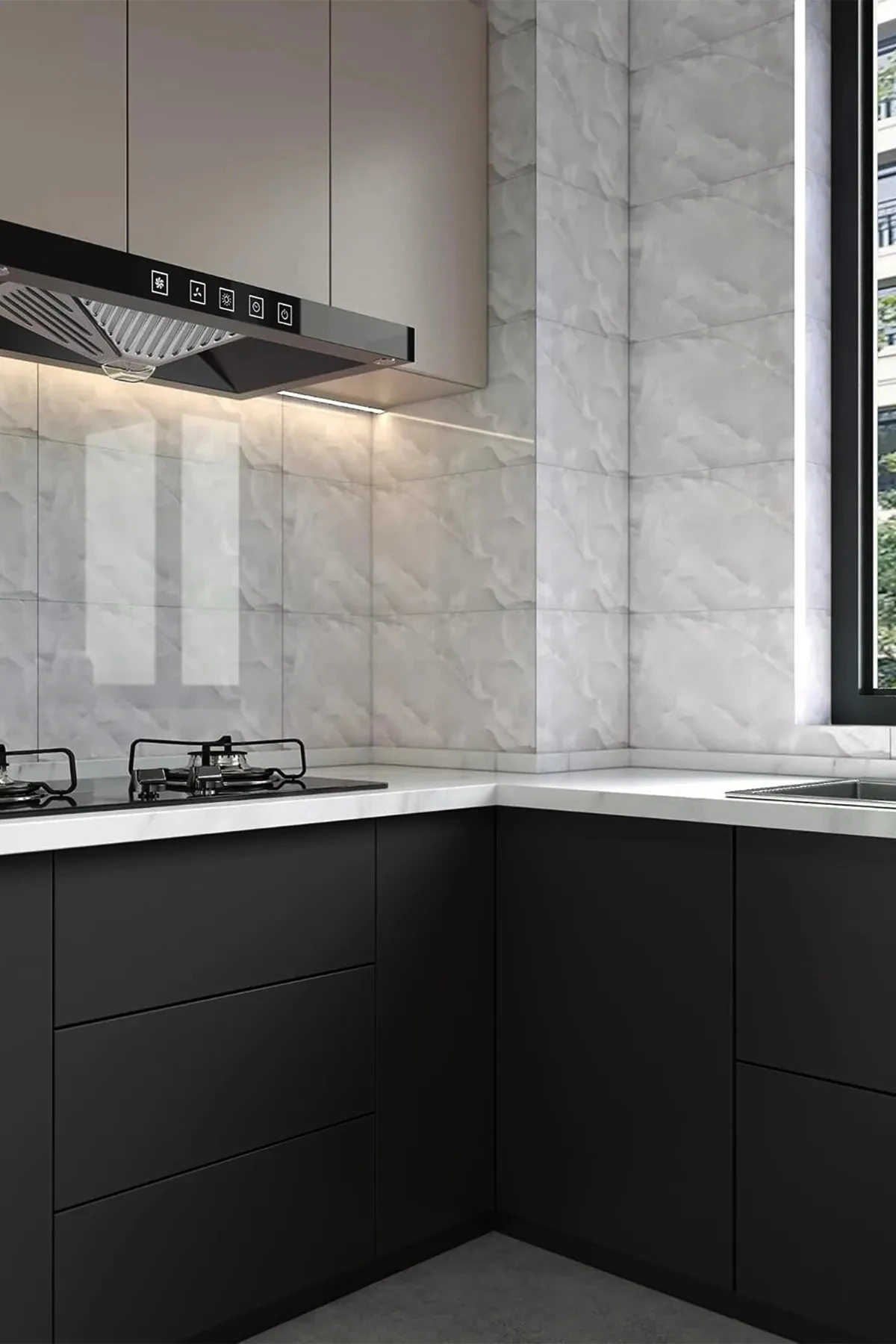 30x60 Cm Mermer Desenli Kendinden Yapışkanlı Mutfak Banyo Wc Kaplama Pvc Duvar Paneli