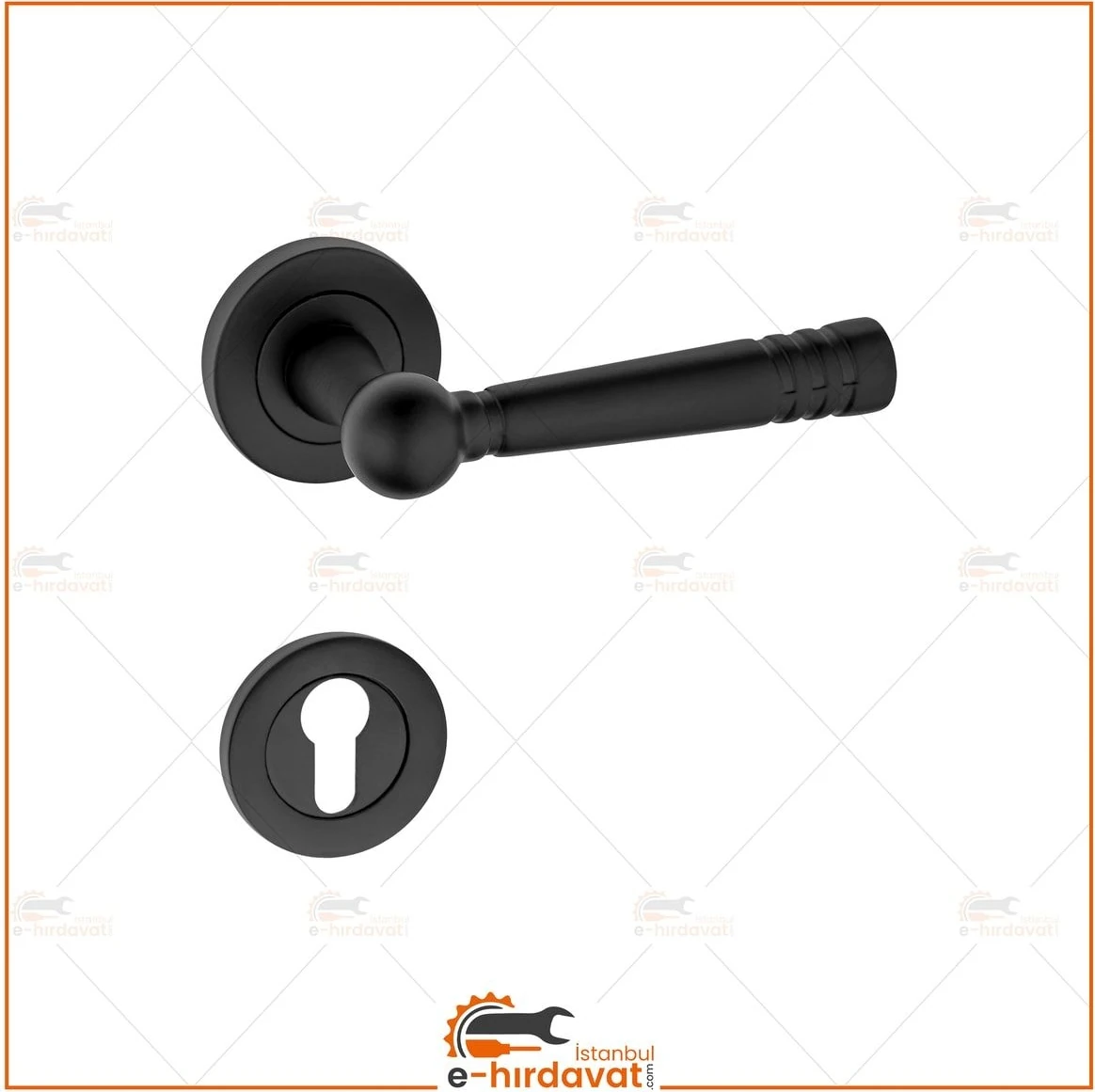 Siyah Çelik Kapı Kolu Osmanlı Rozetli Sağ Aşağı Basar 1 Adet