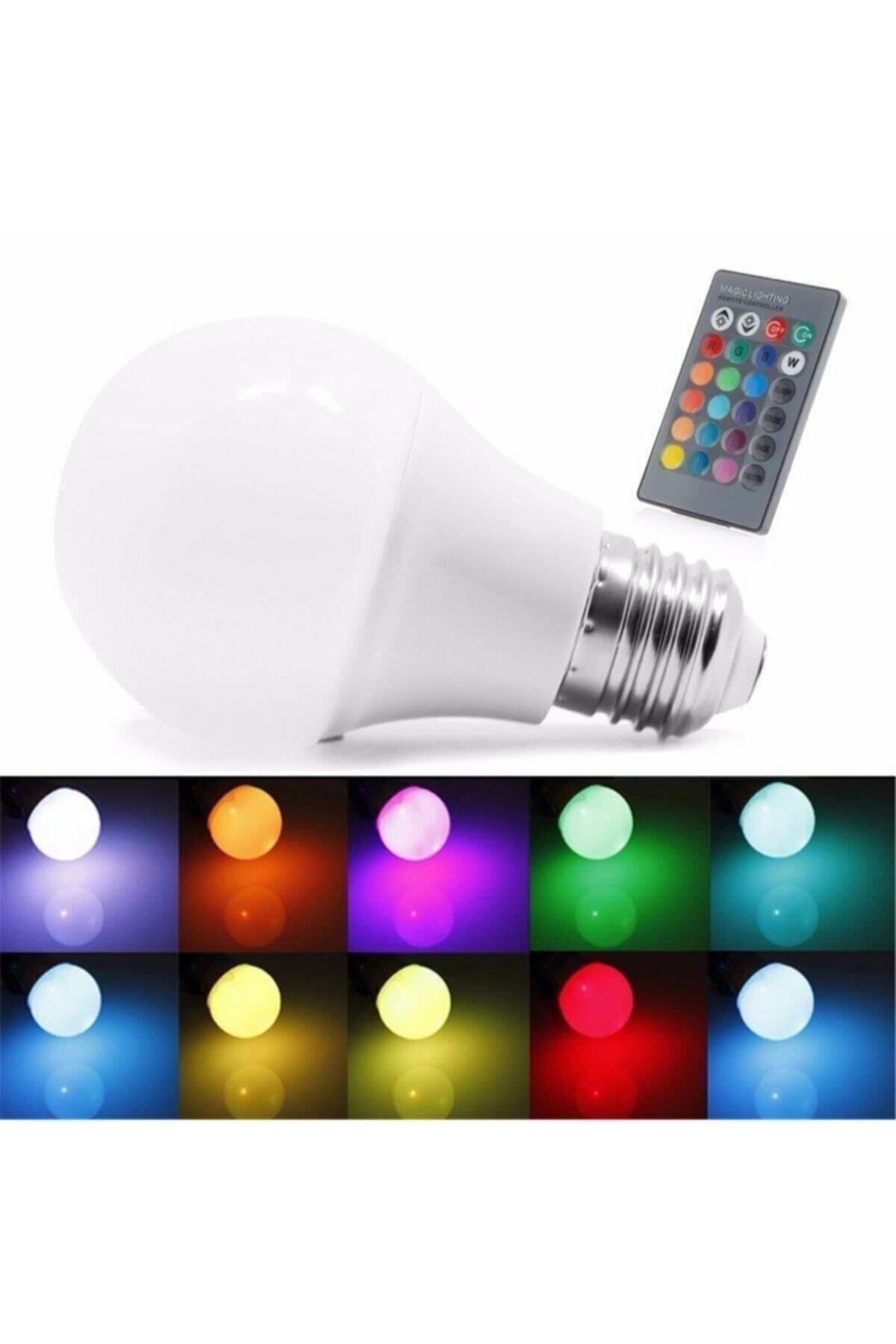 Uzaktan Kumandalı Renk Değiştiren Rgb Led Ampül 9w 16 Renk