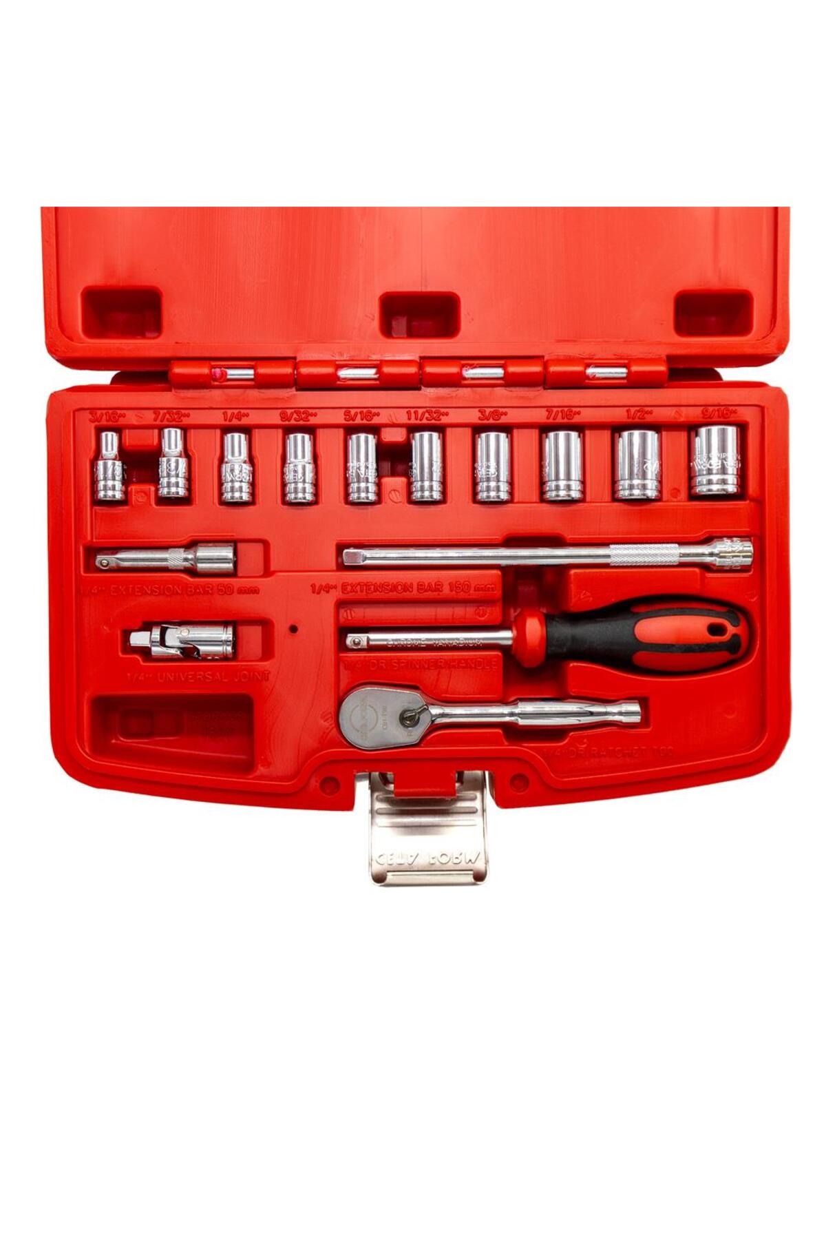 C00A-15PBT 12 Köşe SAE (İnç) Lokma Takımı 1/4” - 15 Parça