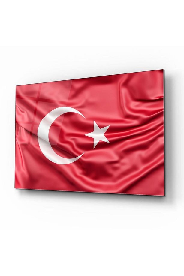 Türk Bayrağı Cam Tablo 3 | 50x70 | Uv Baskı | Temperli