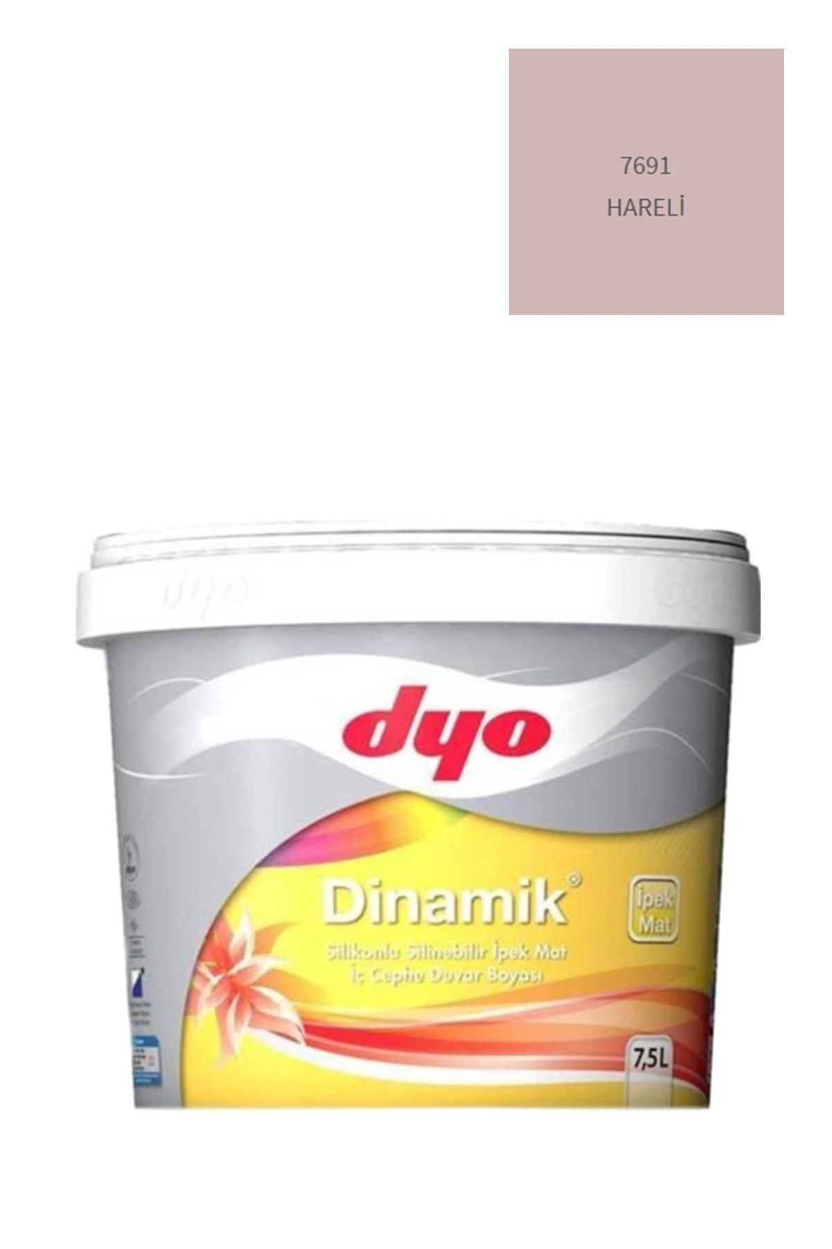 Dyo Dinamik Silikonlu Silinebilir Ipek Mat Iç Cephe Duvar Boyası 7691 Hareli 7,5 Lt