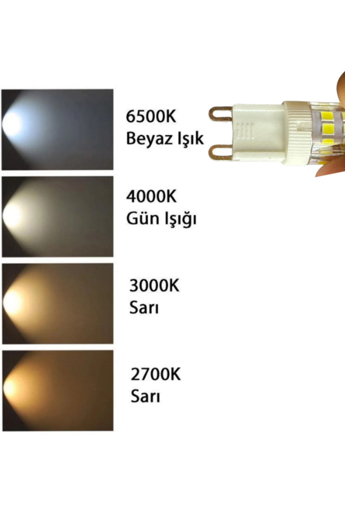 (5 Adet) 5W (37W) 6500K (Beyaz Işık) G9 Duylu Dim Edilebilir Led Kapsül Ampul