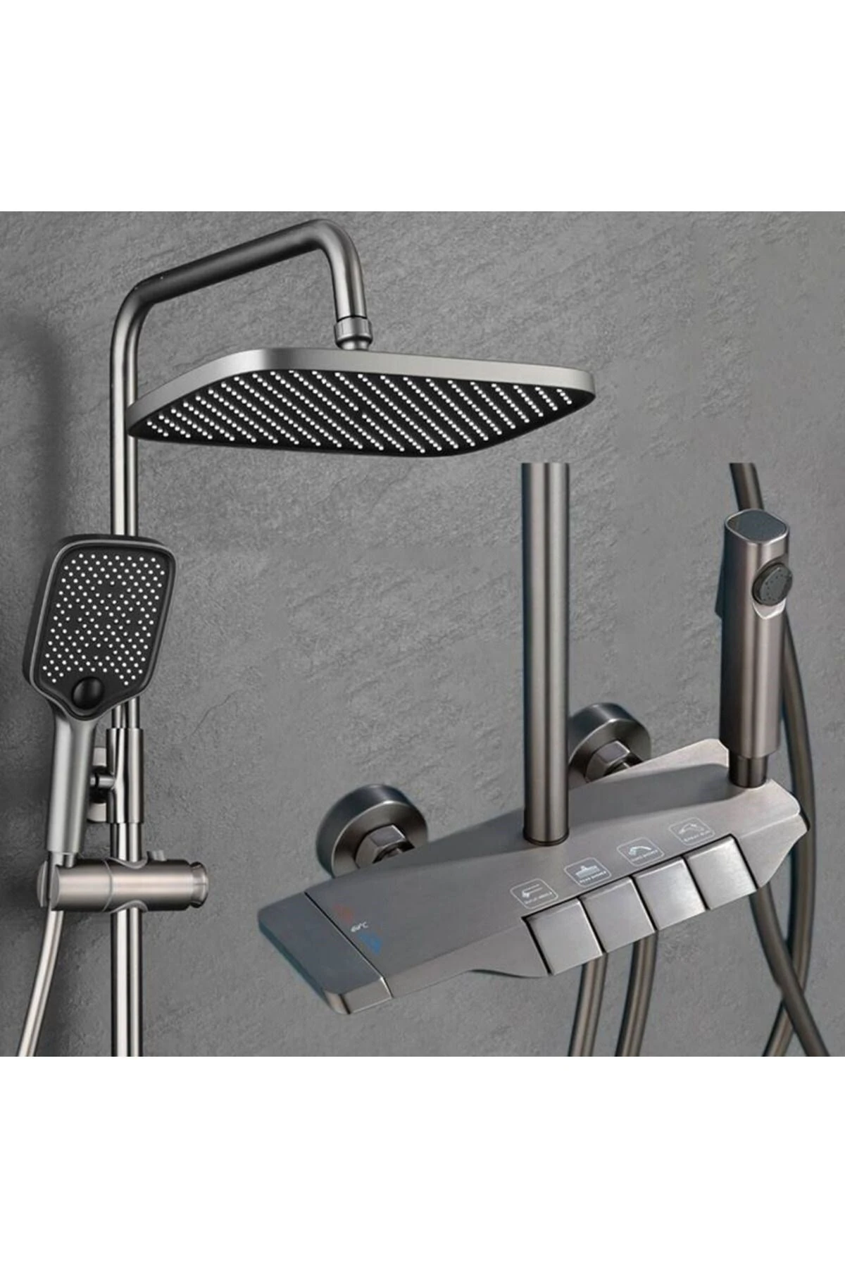 Piyano 5 Fonksiyonlu Kendinden Banyo Bataryalı Robot Duş Seti Şattaf Tepe Duşu Duş Set