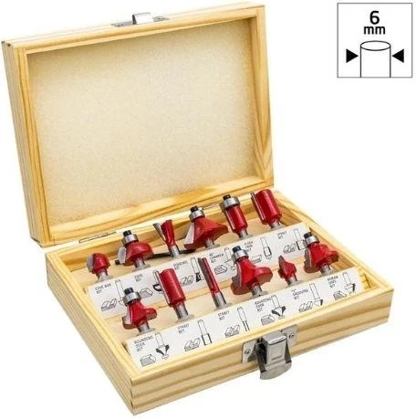 0309 Ahşap Freze Seti 12 Parça (Sap: 6mm)