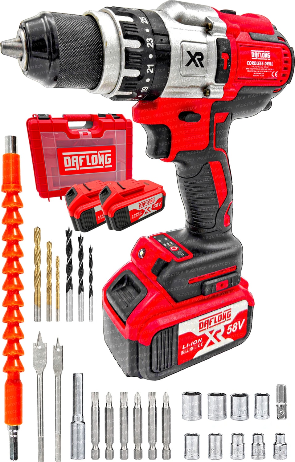 Tekno Trust Premium Ultimate Tork 58V 5AH Darbeli Bakır Sargılı Metal Şanzuman Şarjlı Çift Akülü Vidalama Matkap