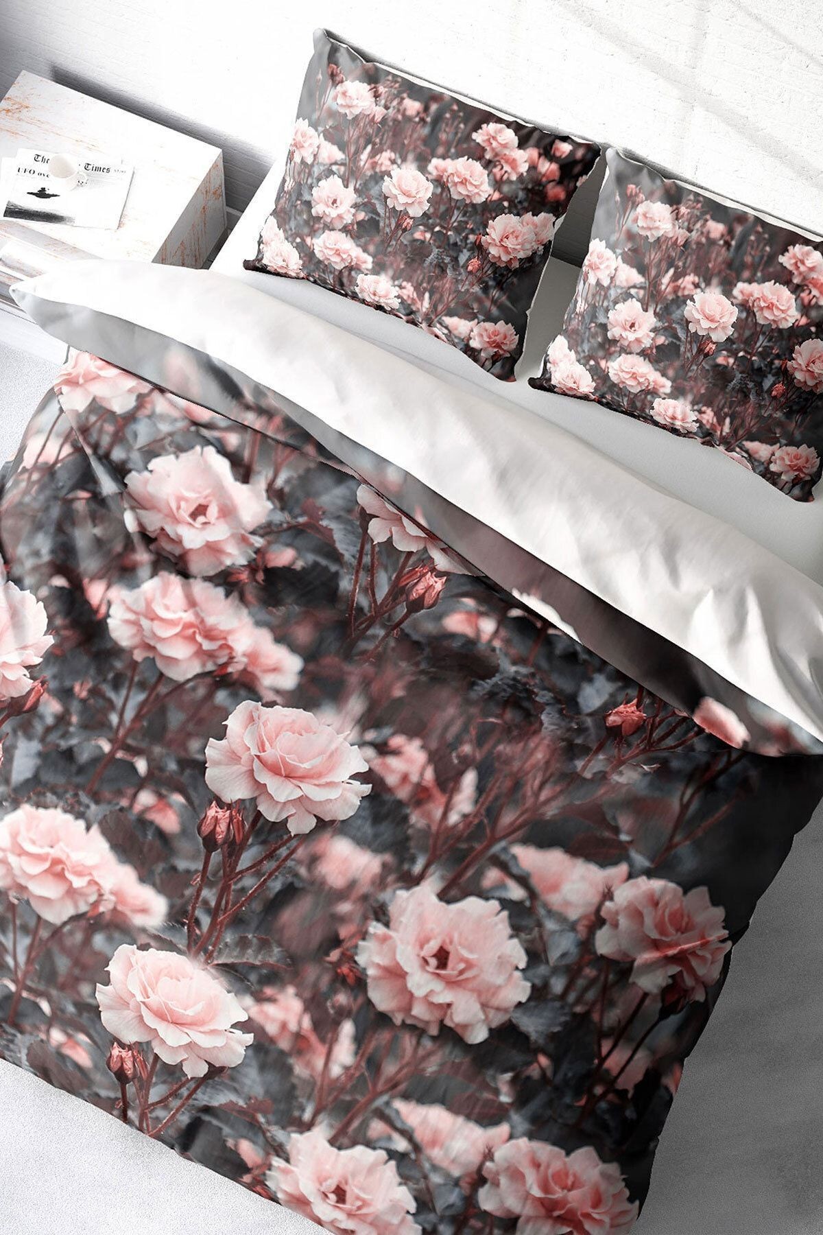 Nevresim Takımı %100 Doğal Pamuk Çift Kişilik 3d Digital Roses Garden