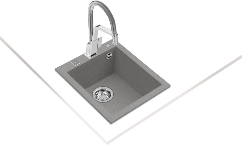 FORSQUARE 34.40 TG STONE GREY Ankastre Kumanda Sifonlu Granit Eviye Gri 34 cm 115230011