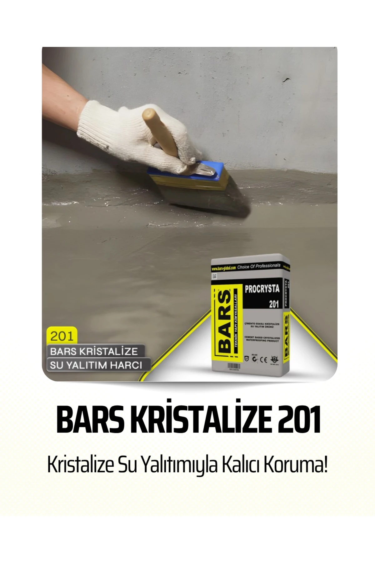 Kristalize Su Yalıtım Harcı – Tek Bileşenli, Çimento Esaslı, Negatif/ Pozitif Etkili 25 kg