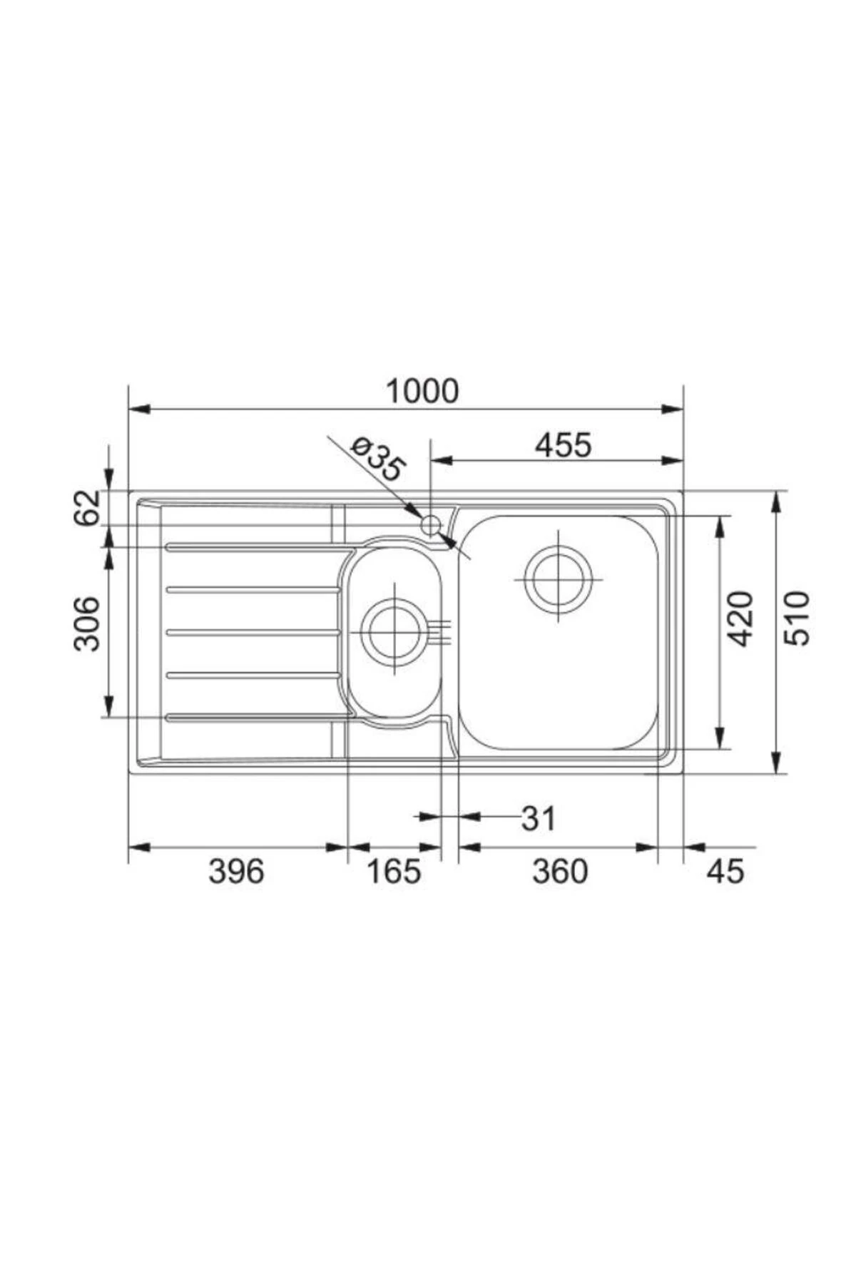 Net 651 Sol Mikrodekorlu 1.5 Gözlü Actıve Plus Doccıa Armatür Set Kampanya