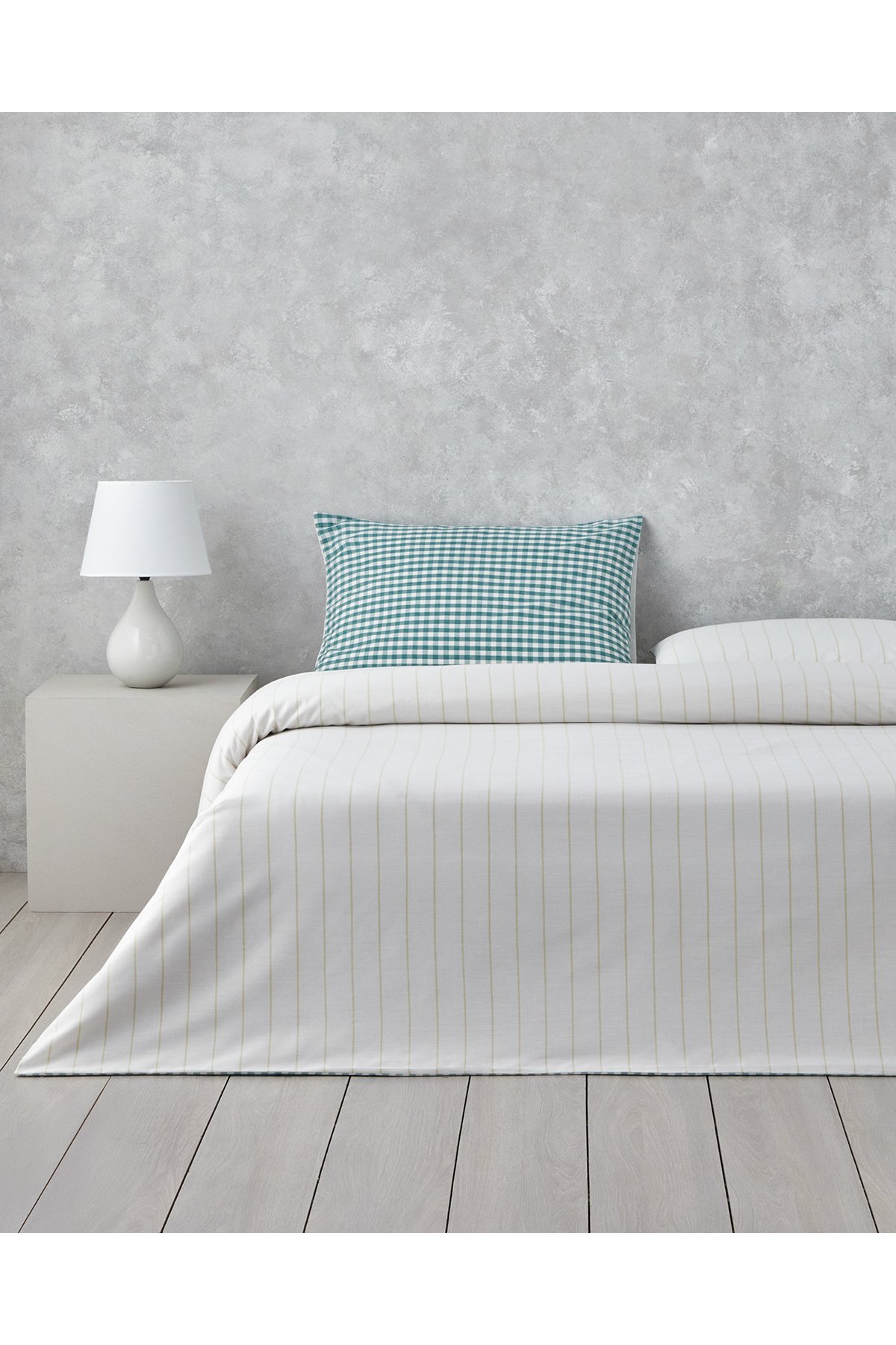 Clouded Grid İpliği Boyalı Çift Kişilik Nevresim Takımı 200x220 cm Koyu Yeşil