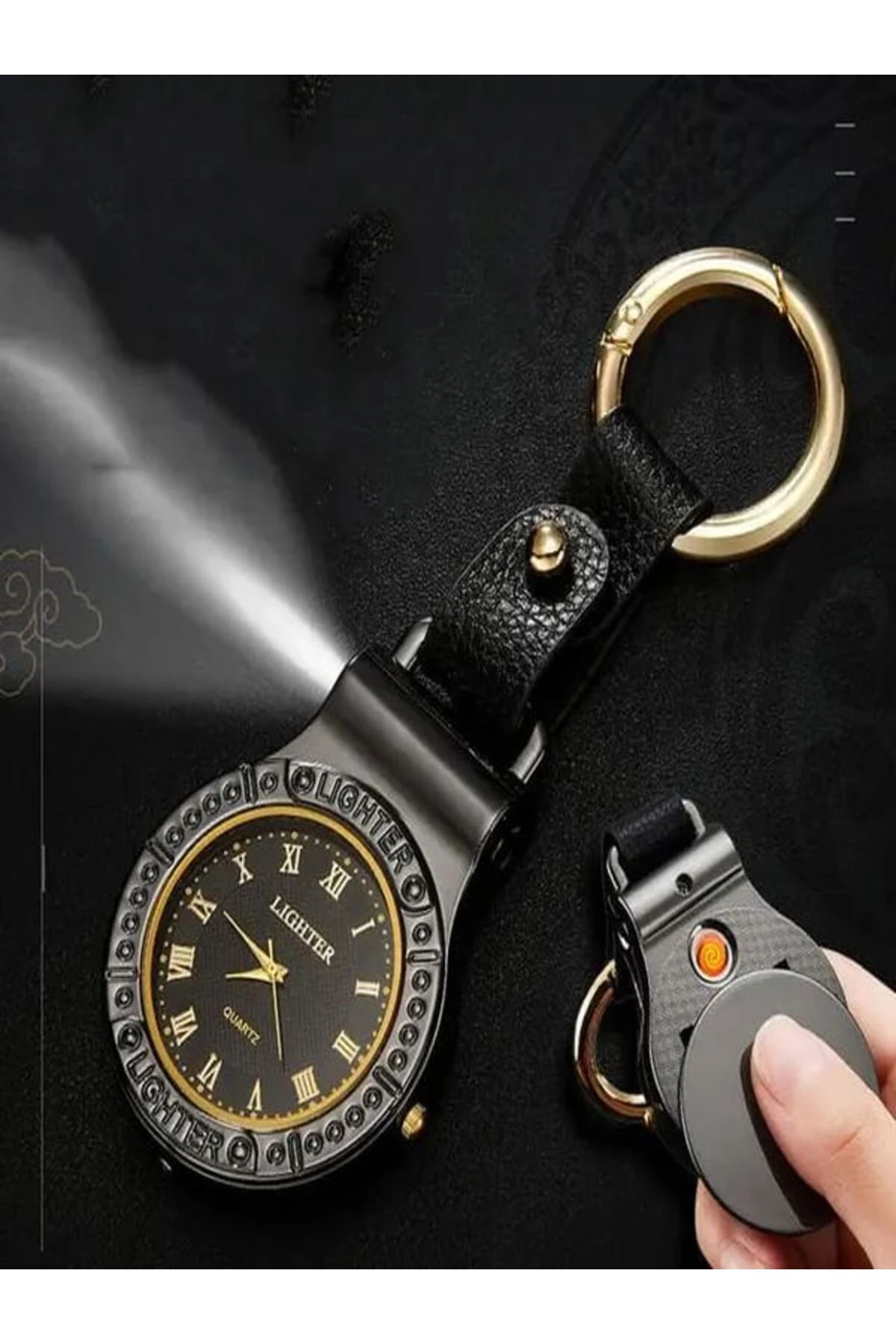 Akıllı saat çakmak yaratıcı anahtarlık kolye rüzgar geçirmez sessiz şarj çakmak aydınlatma lambası