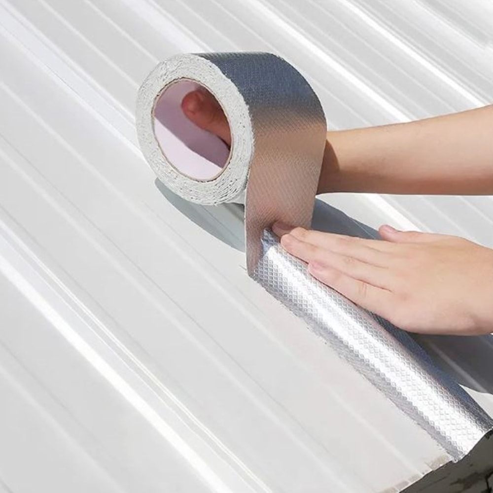 Ziftli Bitüself Su Yalıtımı Bandı 5cmx10mt Alüminyum Kaplı Alubütil Bitüm Araç ve Çatı izolasyon Bant