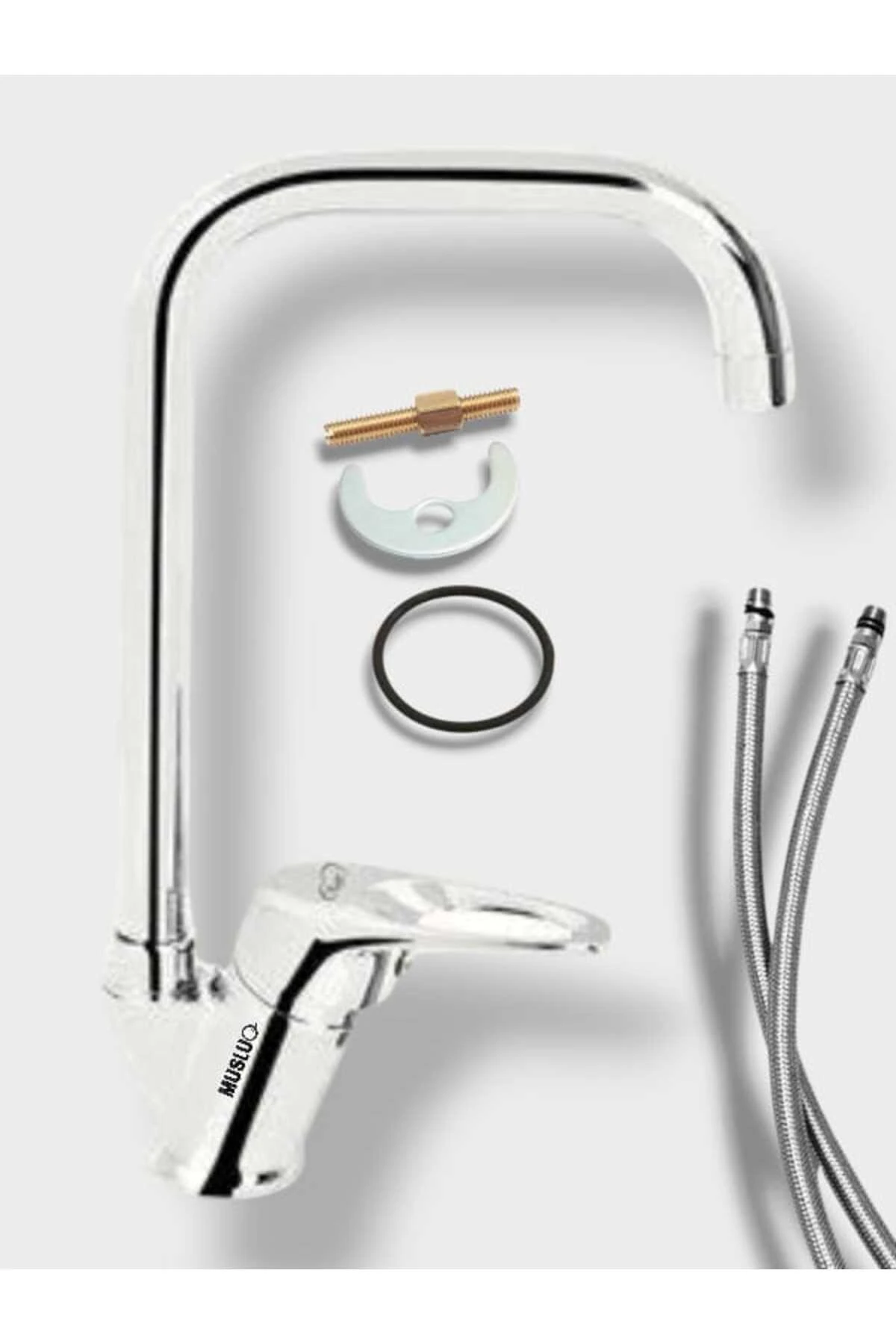 4'lü Banyo ve Mutfak Batarya Seti - Robot Duş, Mix Banyo, Mutfak ve Lavabo Bataryası - Pirinç Gövde