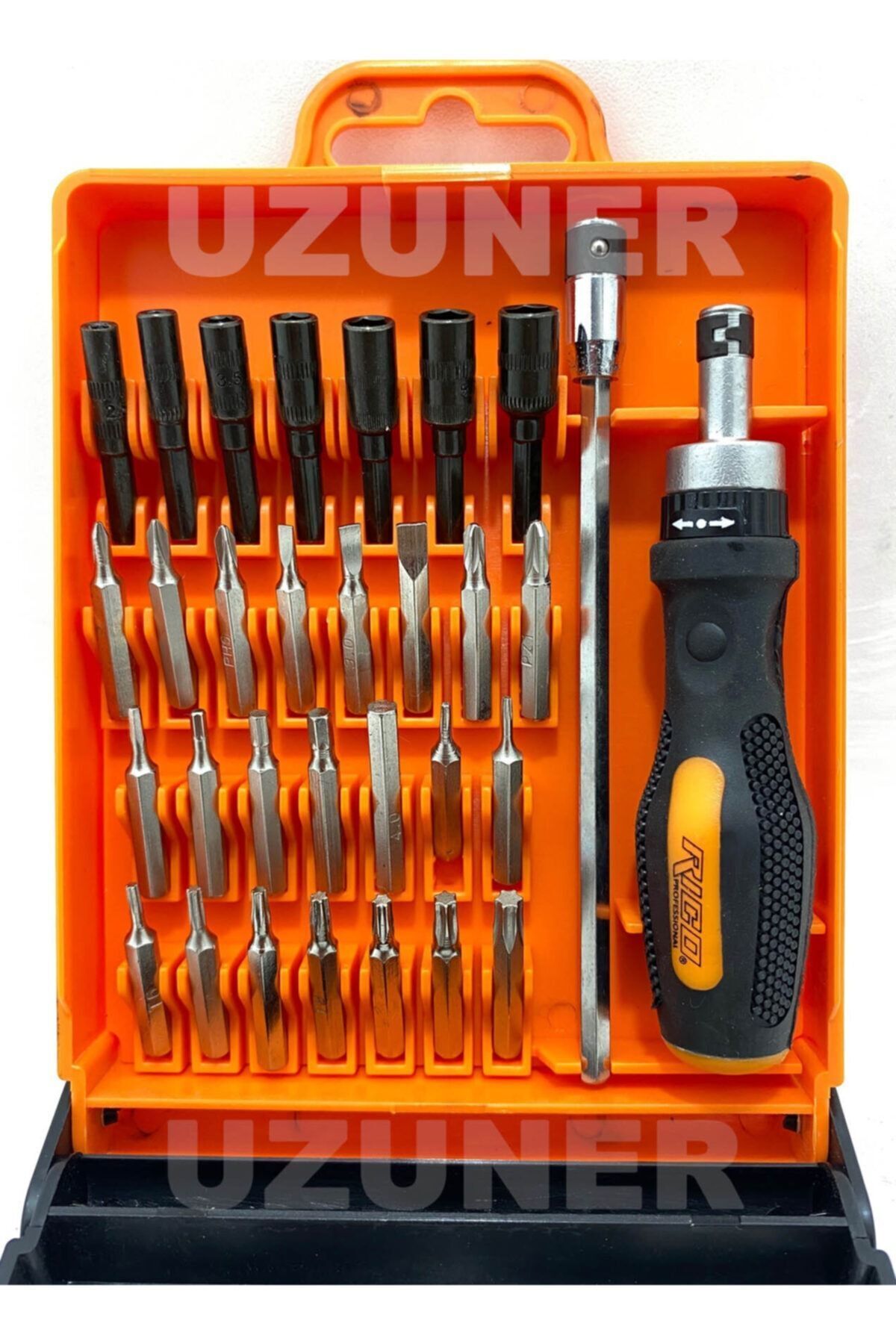 RİCO Saatçi Bilgisayarcı Tornavida Bits Seti Takımı Mini Cırcırlı 31 Parça Rc2002
