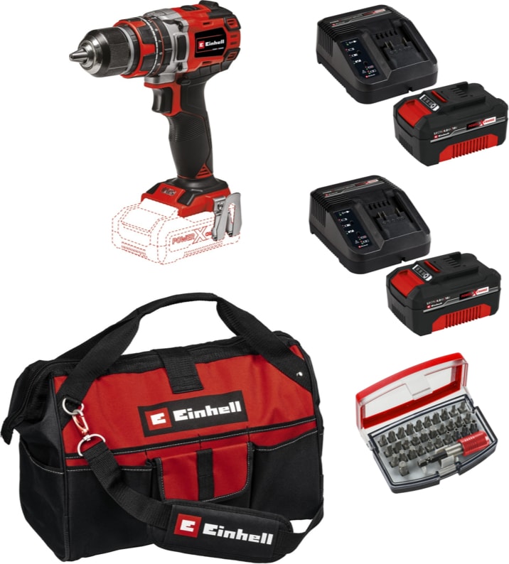 EİNHELL Tp-Cd 18/50 Li-I Bl Solo Darbeli Akülü Vidalama + 2 x 4 Ah Akü ve 32 Parça Bits Uç Seti (45/29 Kumaş Çanta)