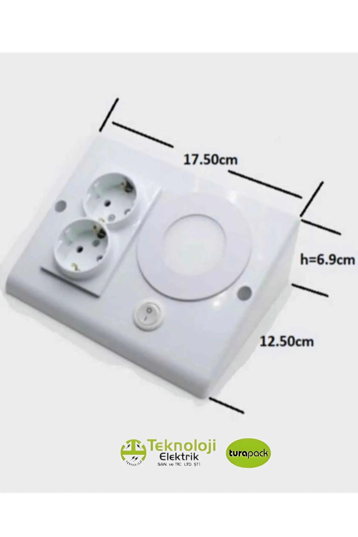 Dolap Tezgah Altı 2'li Priz Ve 3 Watt Anahtarlı Led Spot Aydınlatma (FÜME KASA) Işık Ve Akıllı Priz