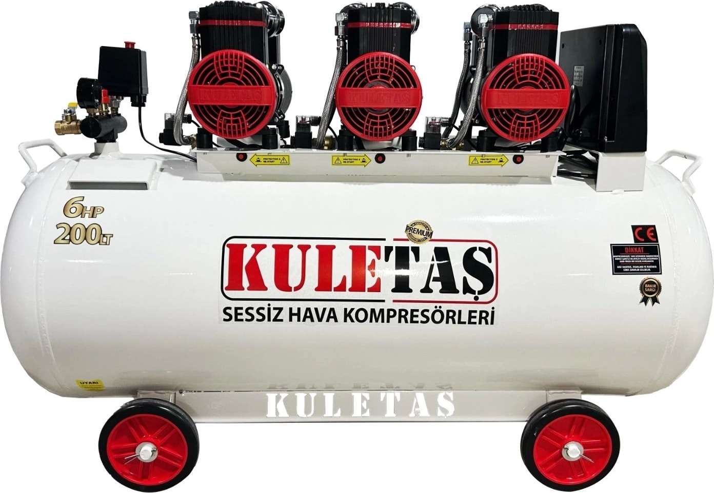 200 Litre 6 Hp Sessiz - Yağsız Premium Kafa Hava Kompresörü