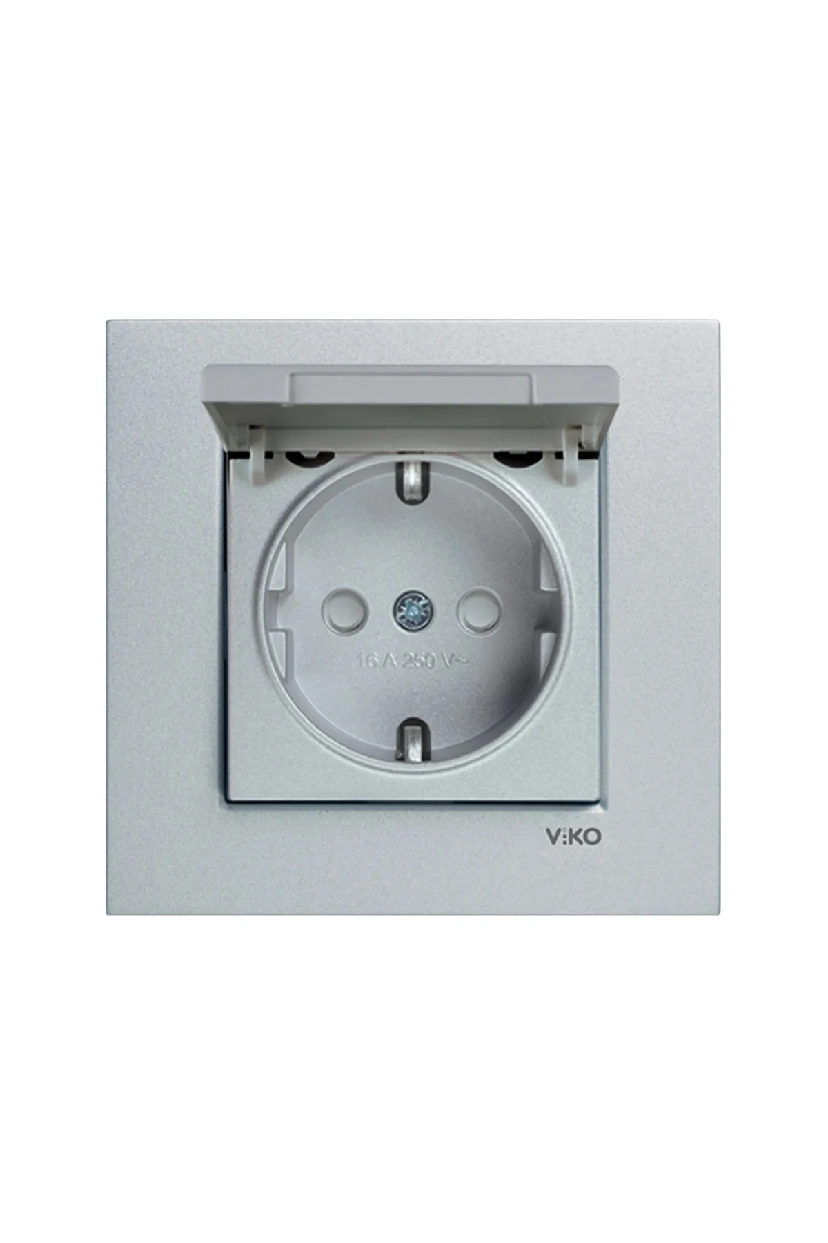 NOVELLA KAPAKLI TOPRAKLI PRİZ GÜMÜŞ (ÇERÇEVE DAHİL)