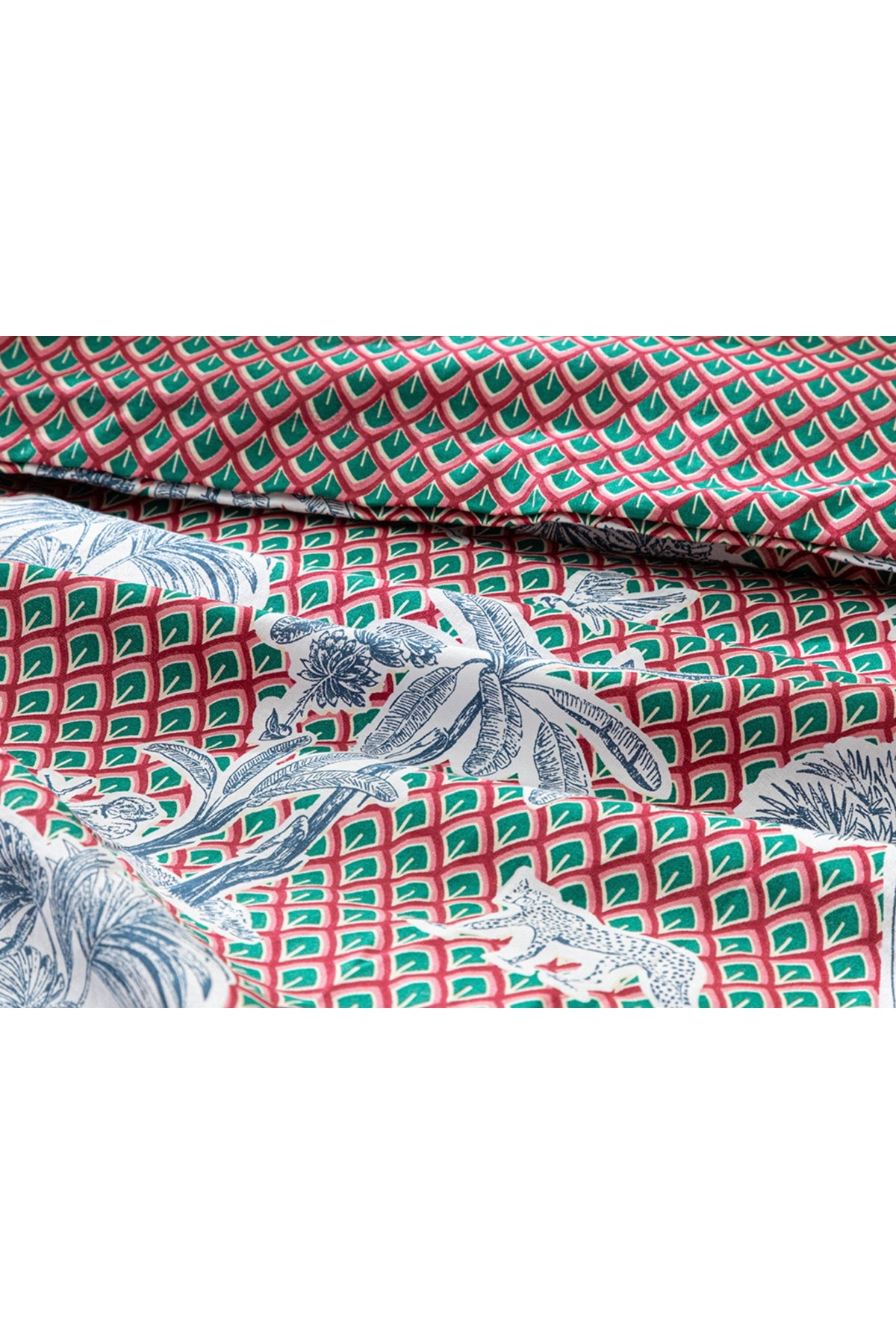 Toile De Jouy Pamuklu King Size Nevresim Seti 240x220 Cm Fuşya