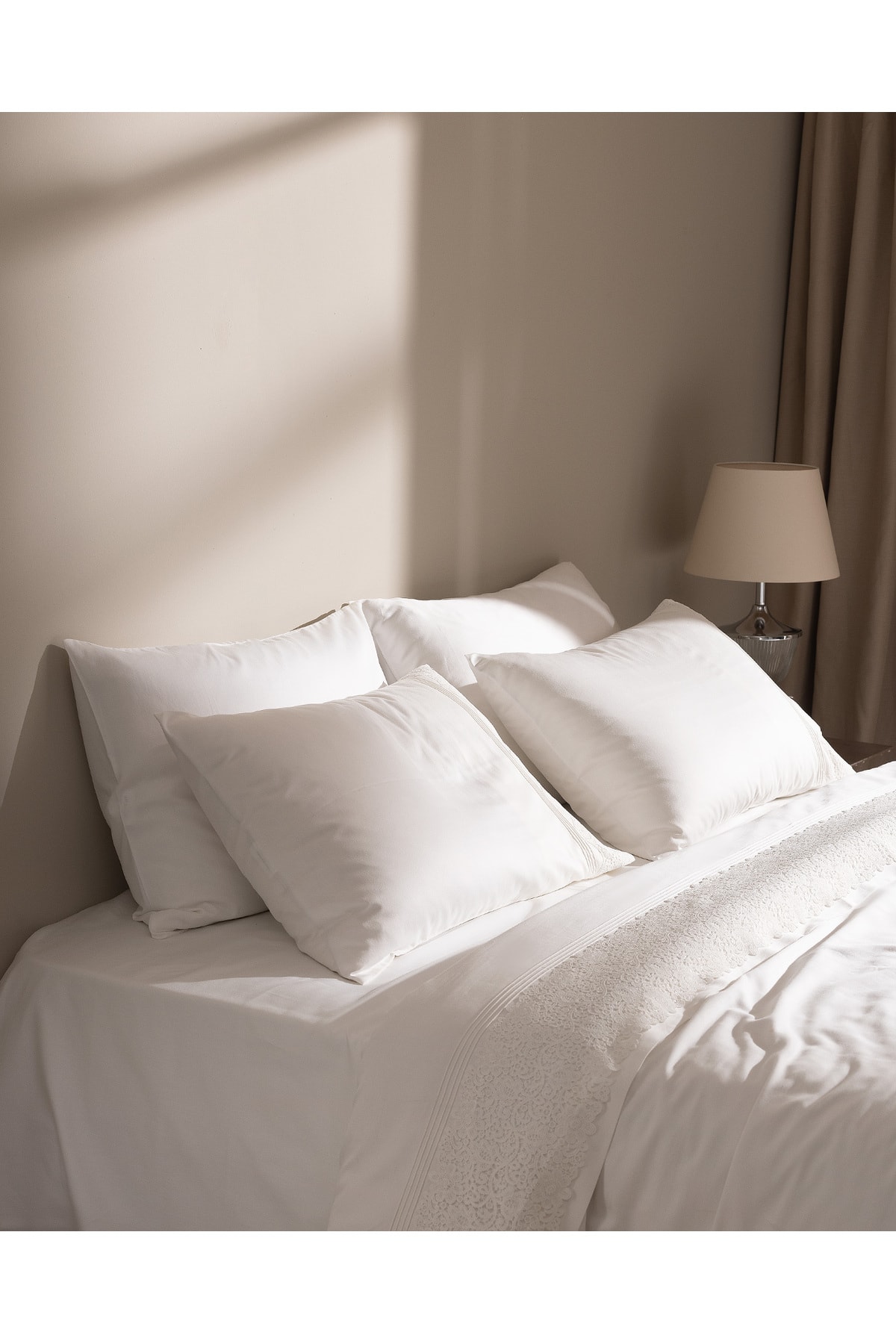 Marion King Size %100 Pamuk Brodeli Saten Nevresim Takımı - Beyaz