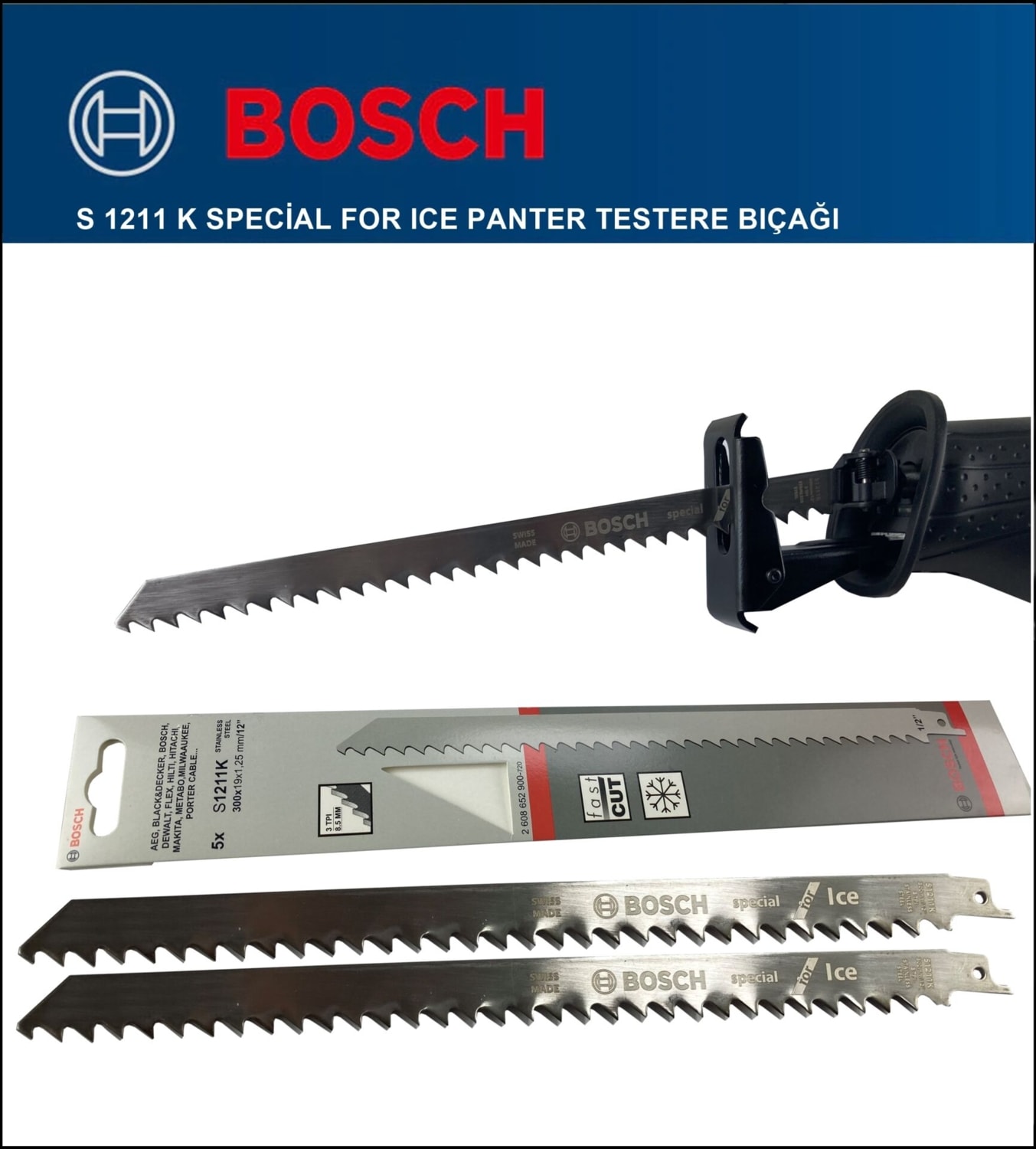 BOSCH - Tilki Kuyruğu Bıçağı S 1211 K - Buz ve Kemik Kesme 2 608 652 900 2'li Paket