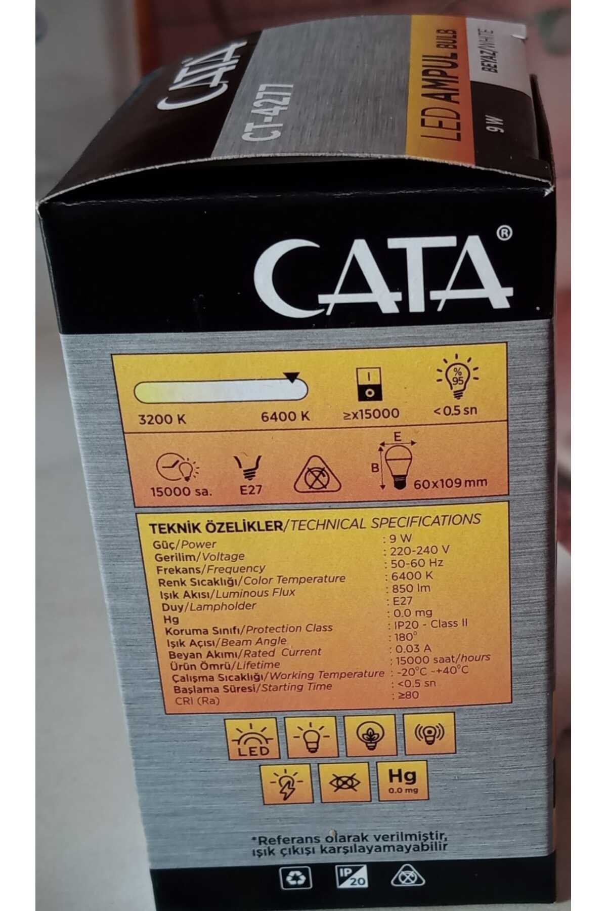 Ct-4277 Led Ampül 6400k 9w E27 Beyaz Işık 10 Adet (9W=60W) 850 Lm