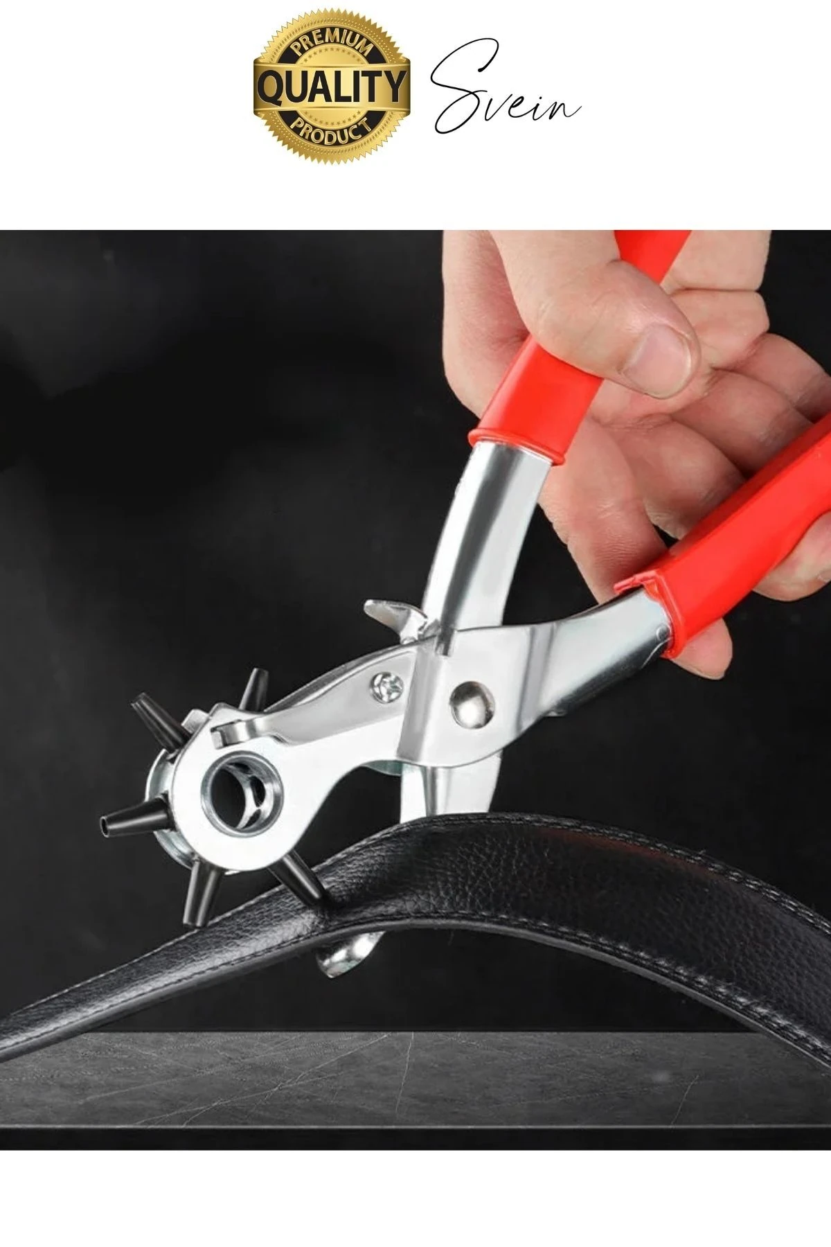 6 Uçlu Kemer ve Deri Delme Delici Aleti Ergonomik Saplı Metal Çelik Delgeç Hızlı Pratik Kolay Zımba