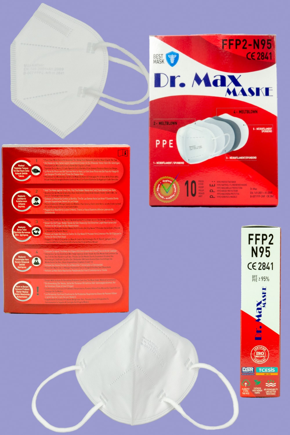 Ffp2 N95 Meltblown Maske 5 Katlı Koruma 10'lu