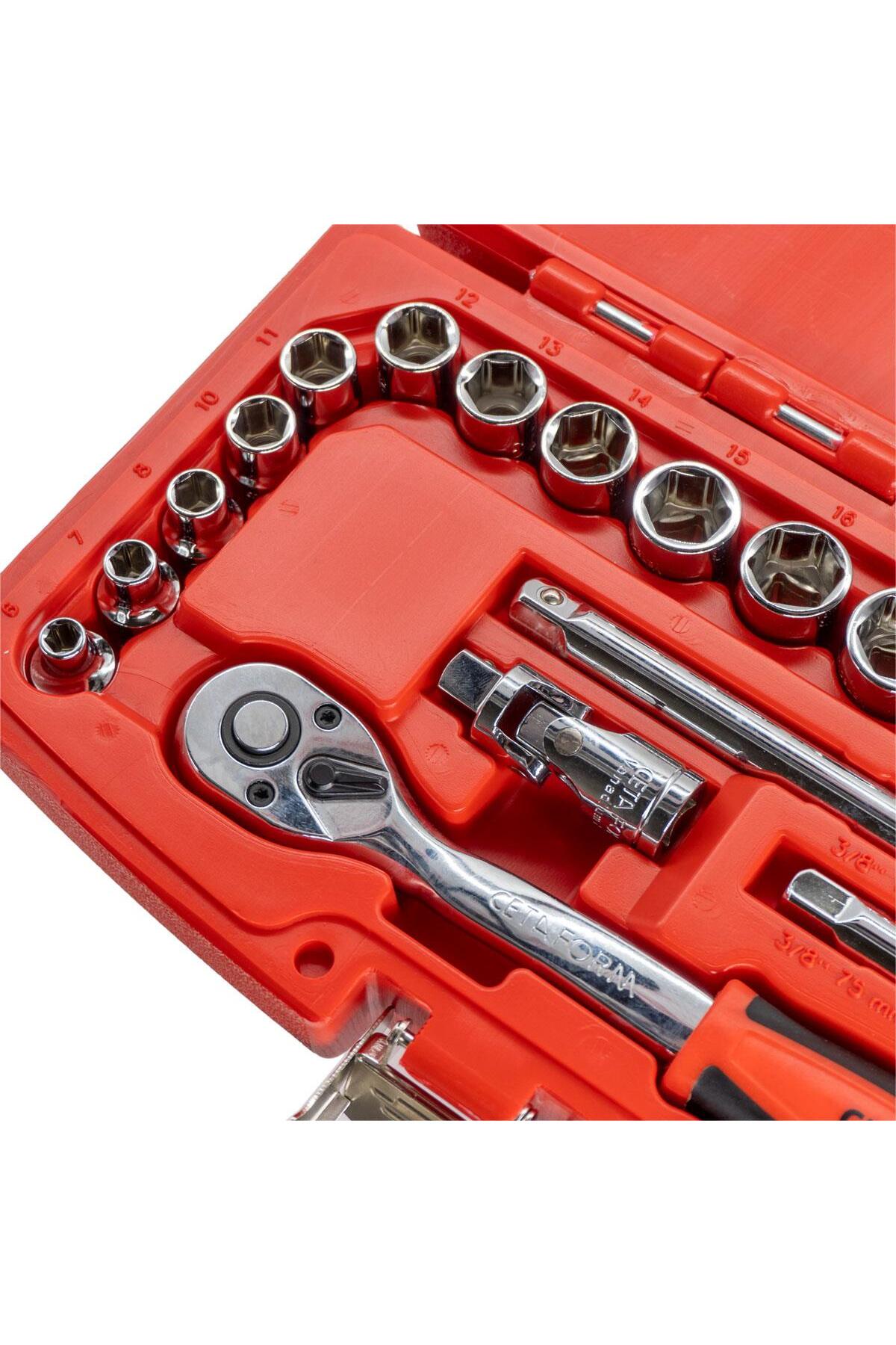 CETA FORM Ceta 18 Parça 3/8” 6 Köşe Lokma Takımı - C10-18ph4
