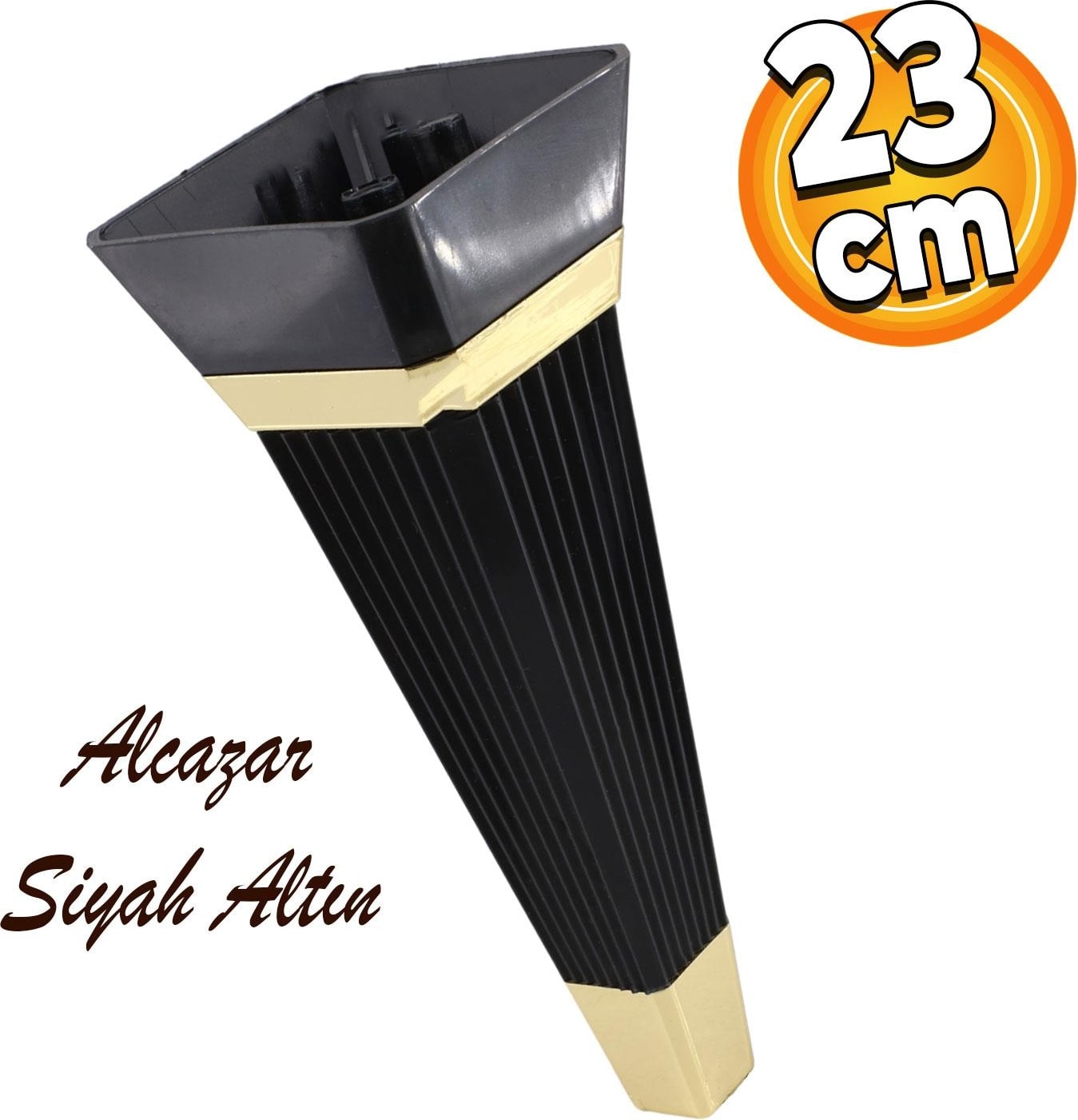 Alcazar Lüks Mobilya Kanepe Sehpa Tv Ünitesi Koltuk Ayağı Baza Ayakları 23 Cm Siyah Altın