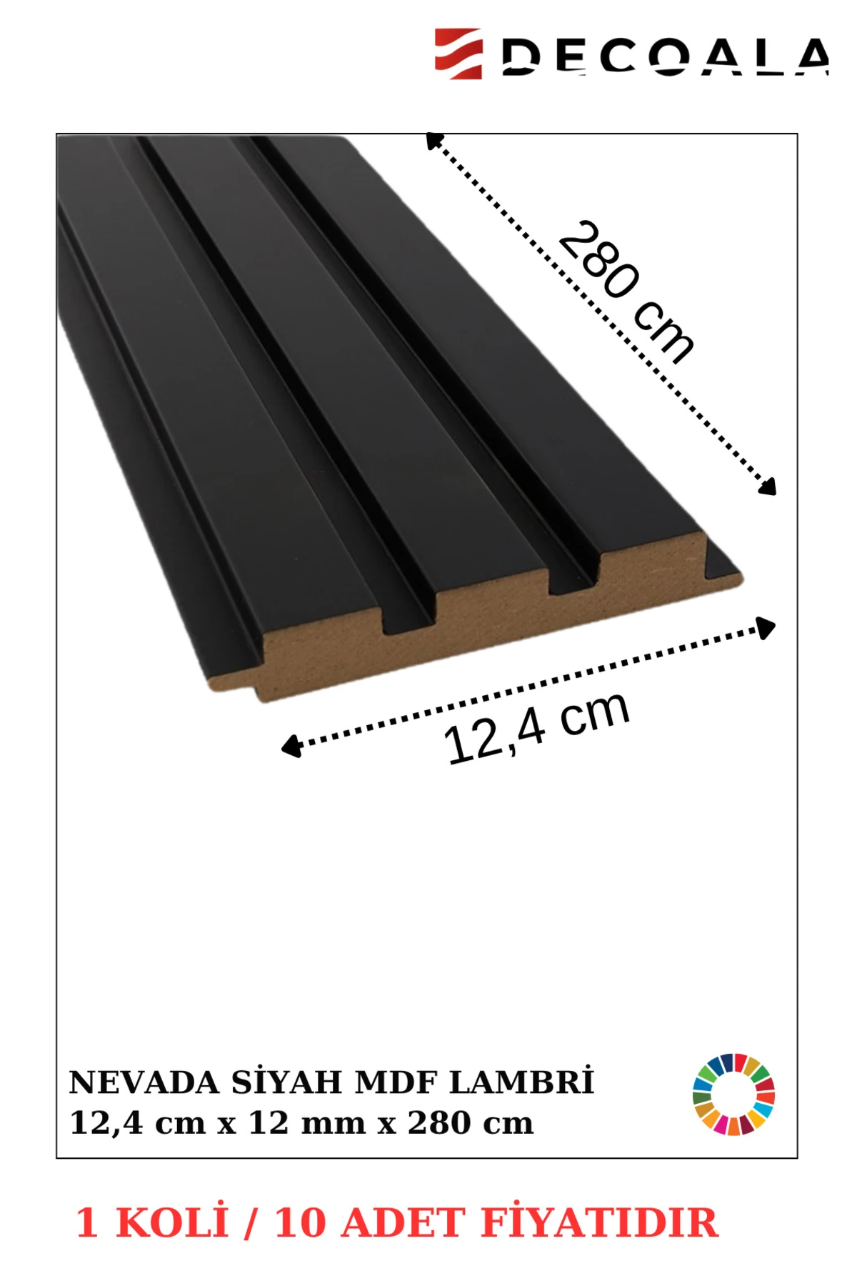 MDF Tavan & Duvar Lambri Seti (10 Adet) 12x280 cm Siyah Ahşap Görünümlü Dekoratif Kaplama Paneli