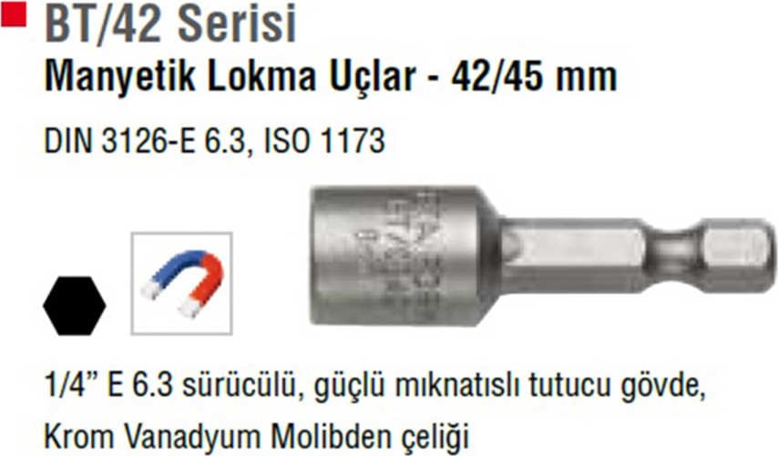 BT/1045 Manyetik Lokma Ucu 10X45 mm