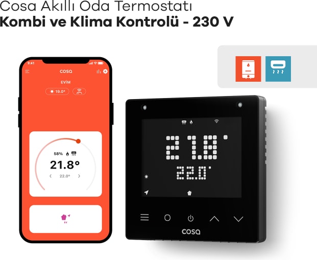 Akıllı Oda Termostatı Kablolu Kombi ve Klima Kontrolü - 230V V5