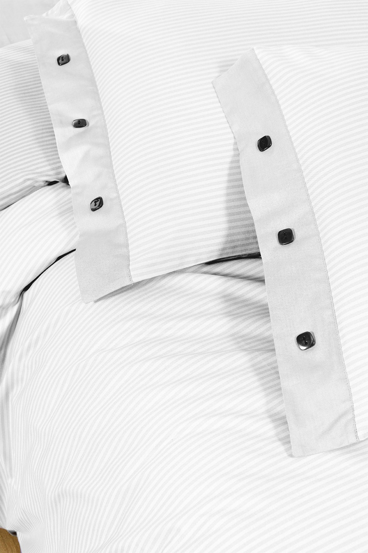 New Fancy Stripe Beyaz Çift Kişilik %100 Pamuk Çizgili Nevresim Takımı