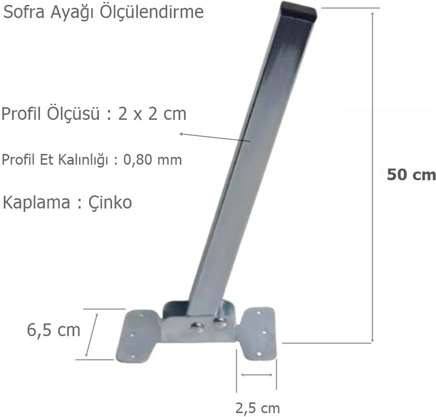 4 Adet Masa Sehpa Sofra Ayağı Metal Katlanır Ayak 50 cm