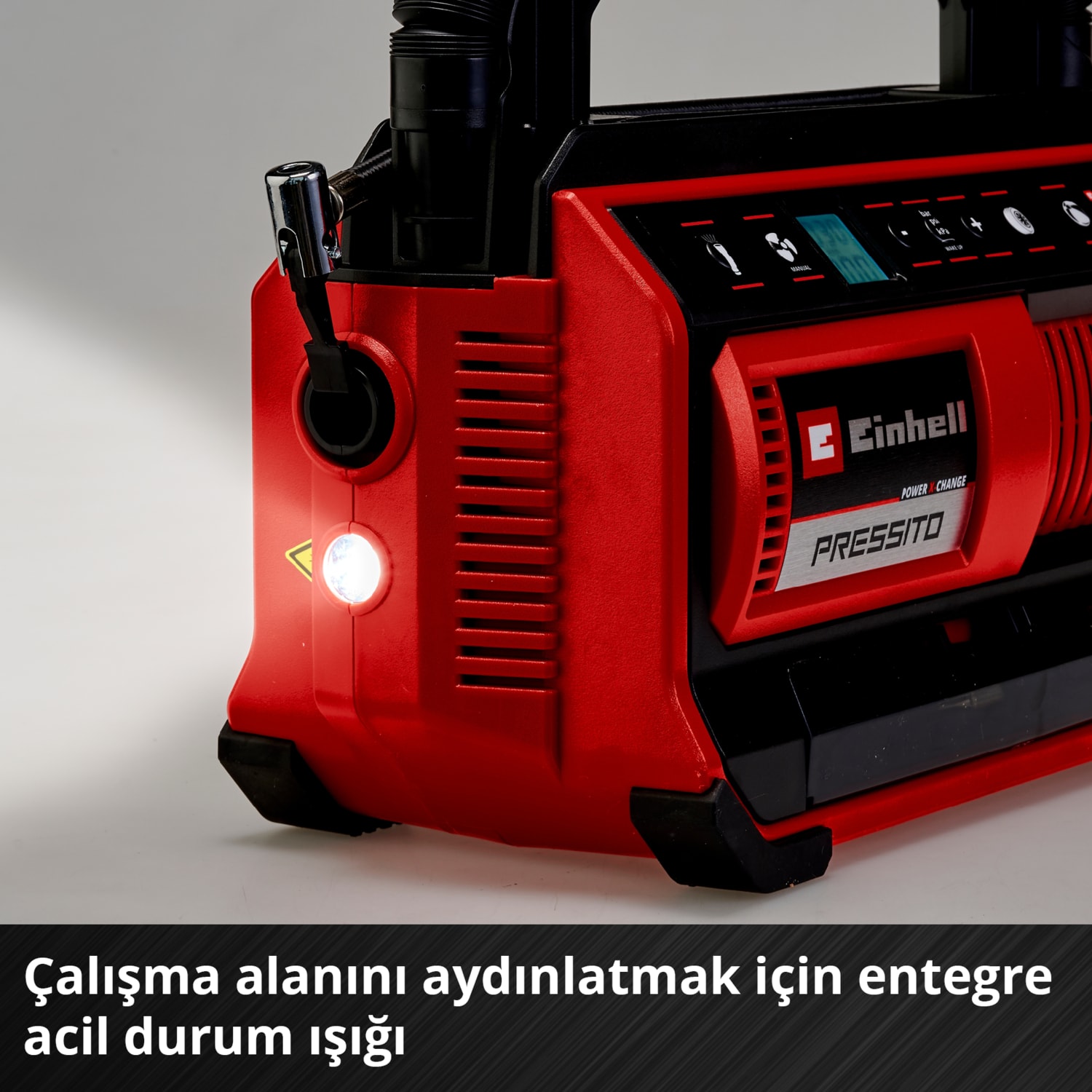 PRESSITO 18/25 Power X-Change Hibrit Kompresör (18 V, Güç Kablosu veya Akü ile Çalışır, Maks. 11 bar, 4-parçalı Adaptör Seti ve 2 Hortum dahil, Akü dahil değildir) - 4020430