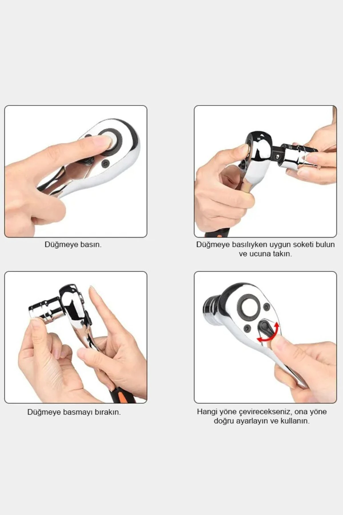 8 mm - 24 mm 12 Parça Cırcırlı Lokma Takımı Seti Standlı Cr-V Çelik Lokma Anahtarı Seti  1/2"
