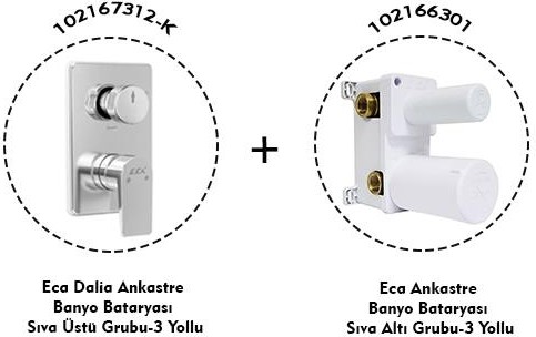 Dalia Ankastre Banyo Bataryası 2 Parça Set / 3 Yollu (102167312-K+102166301)