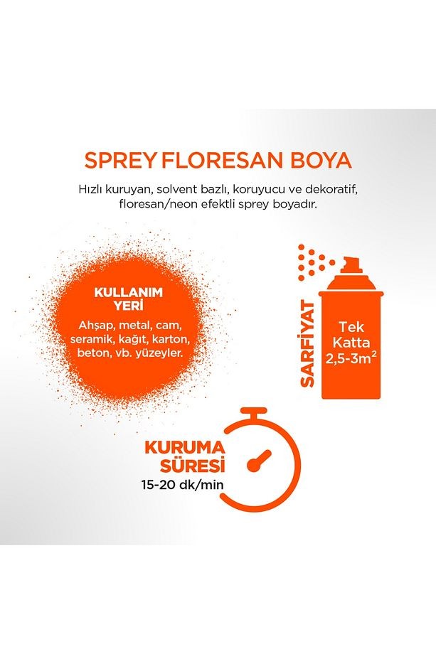 Floresan Turuncu Sprey Boya 400 Ml