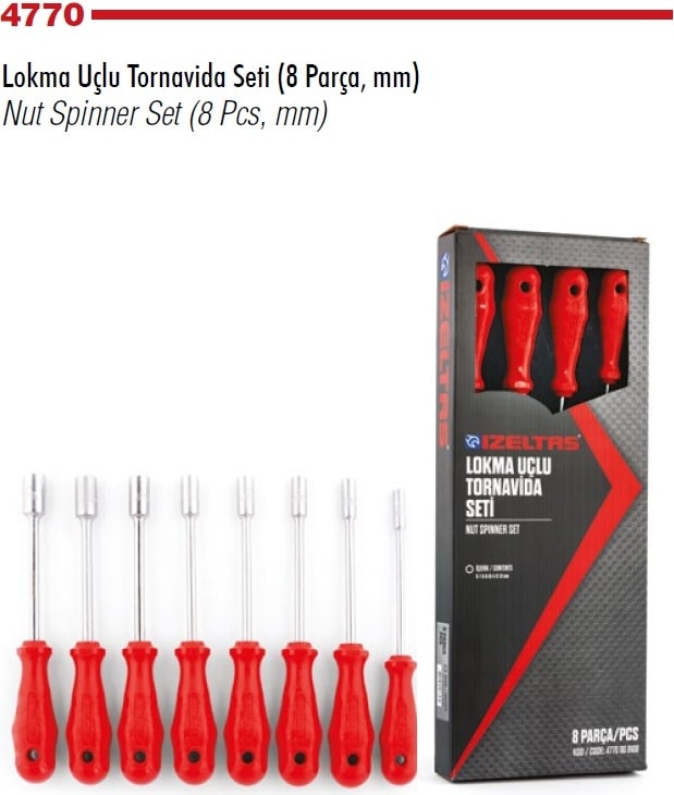Izeltaş 4770008108 Lokma Uçlu Tornavida Takımı 8 Parça