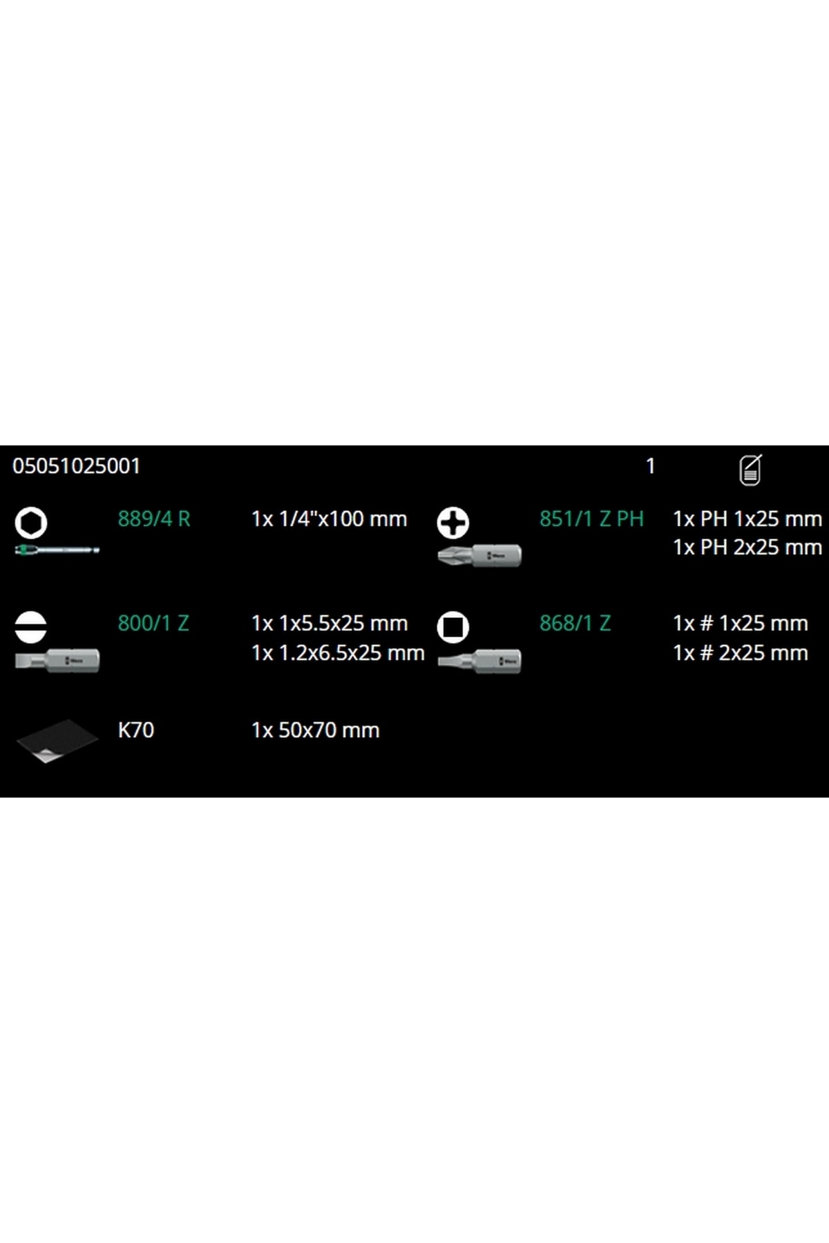 WERA Bit-check 26 Tornavida Bits Seti (05051025001)