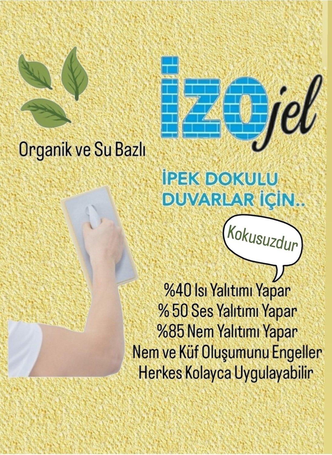 Izojel Organik Ipek Sıva - IZO-017 -Dekoratif Yalıtım Sıvası - Ses & Isı & Nem Yalıtımı