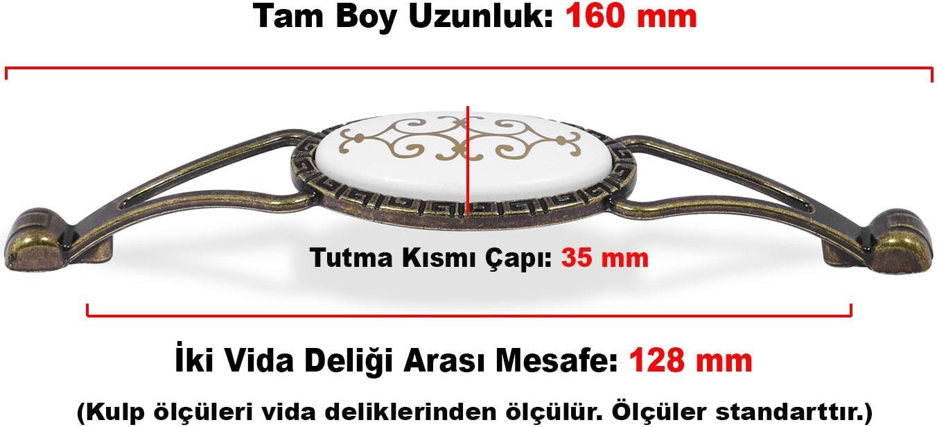 Çekmece Dolap Kapak Kulpu Kulbu Antik Metal Kulp 128 mm (4 Adet)