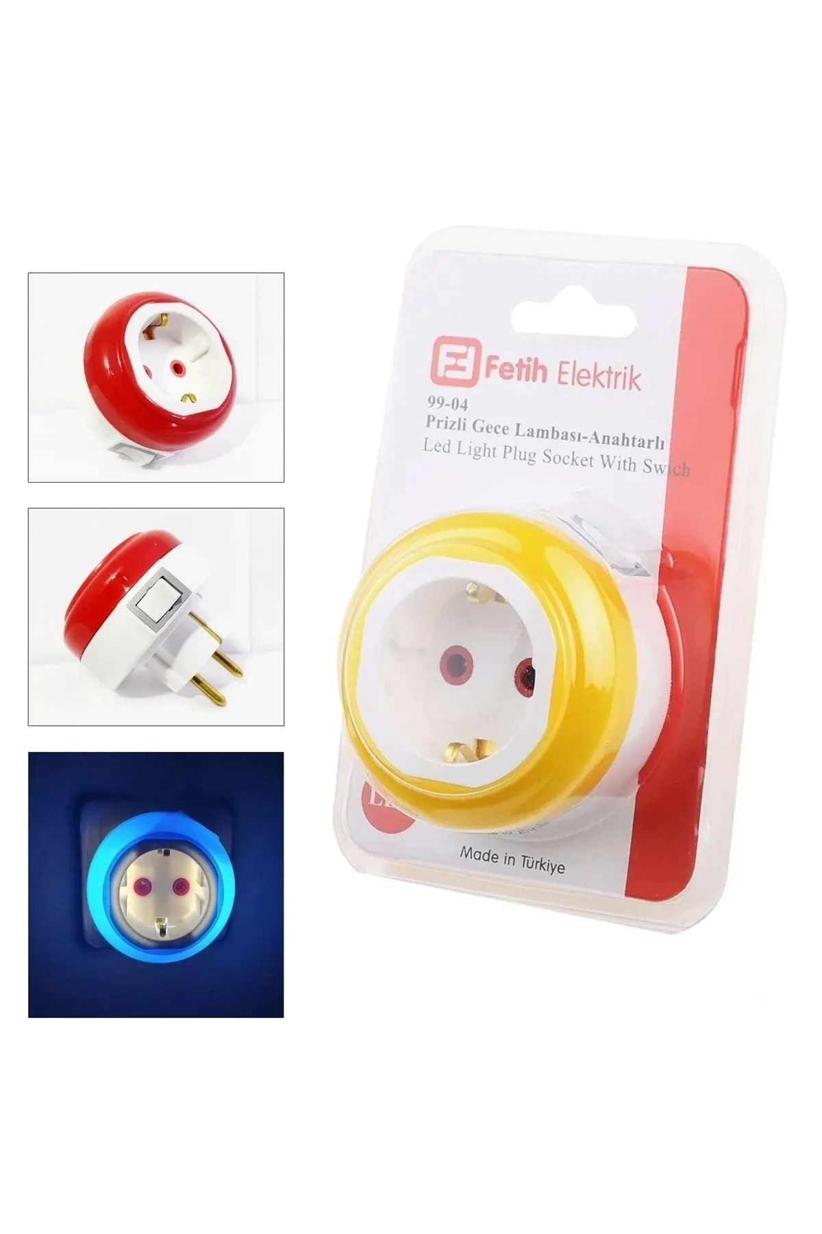 Prizli Gece Lambası Led Anahtarlı Topraklı - Fetih 99-04 ( SARI )