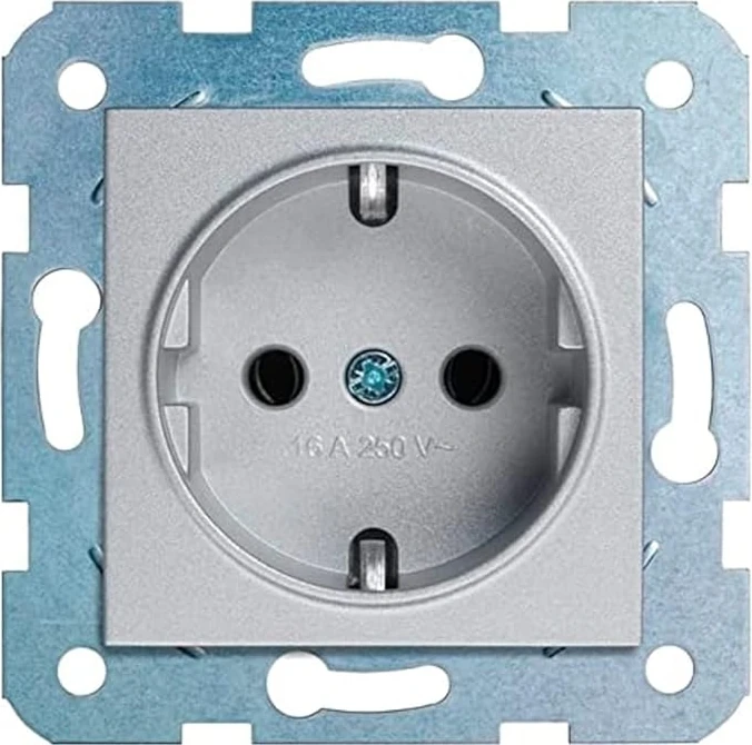 Novella Gümüş Toprakli Priz Çarpma Karşıtı Çocuk Korumalı Mekanizma+Düğme Kapak Çabuk Bağlanti