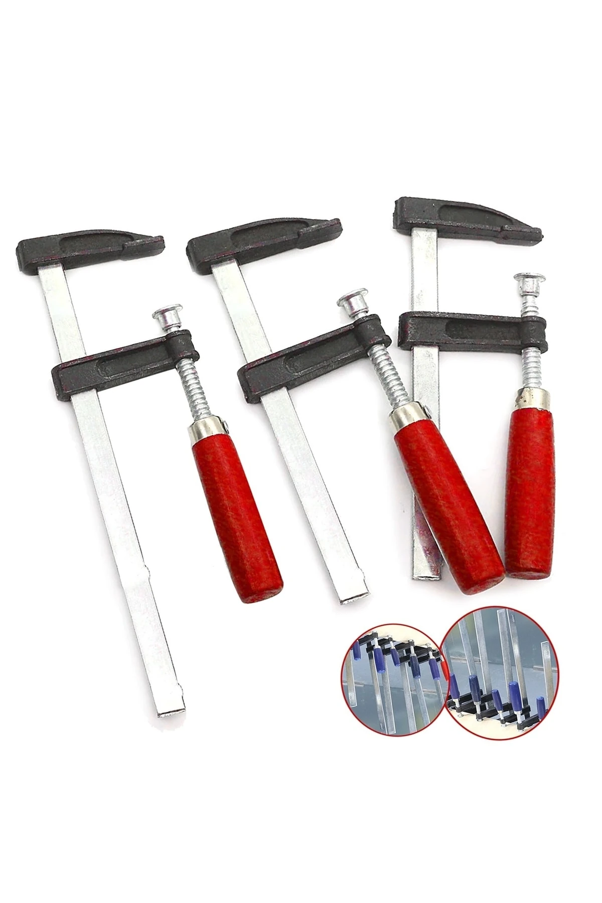 Yüksek Kalite 300mm F Tipi Ahşap Çelik Mobilyacı Mengene Kıskaç Işkence 4lü Set-300mm