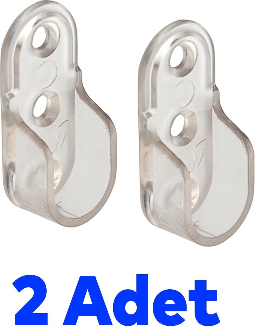 Oval Boru Askı Flanşı Dolap Elbise Askı Asma Aparatı Elemanı Plastik Aparat 45 mm (2 Adet)